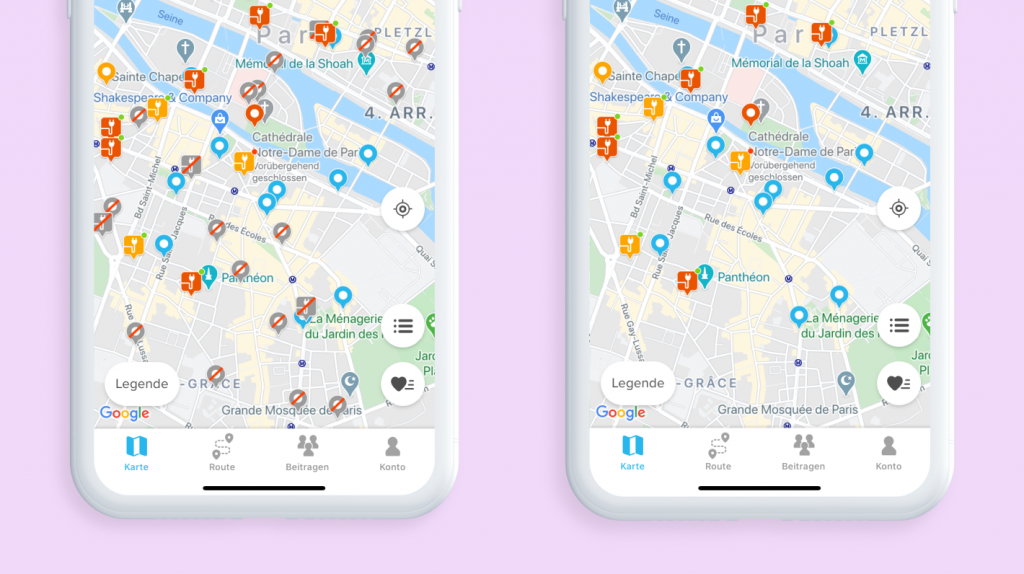 Beispiel für die Verwendung des neuen Filters Chargemap Plus zum Ausblenden von Ladezonen außer Betrieb in Paris