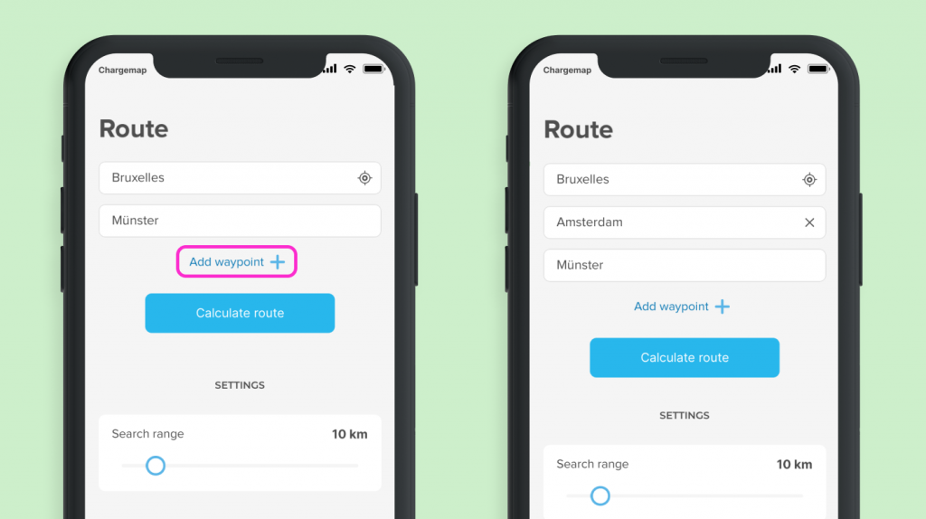 Setting up the route to add a stop