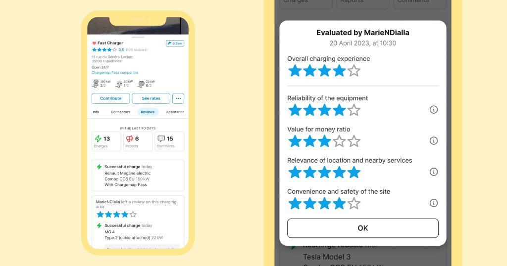 Consult ratings and reviews of the chargemap community