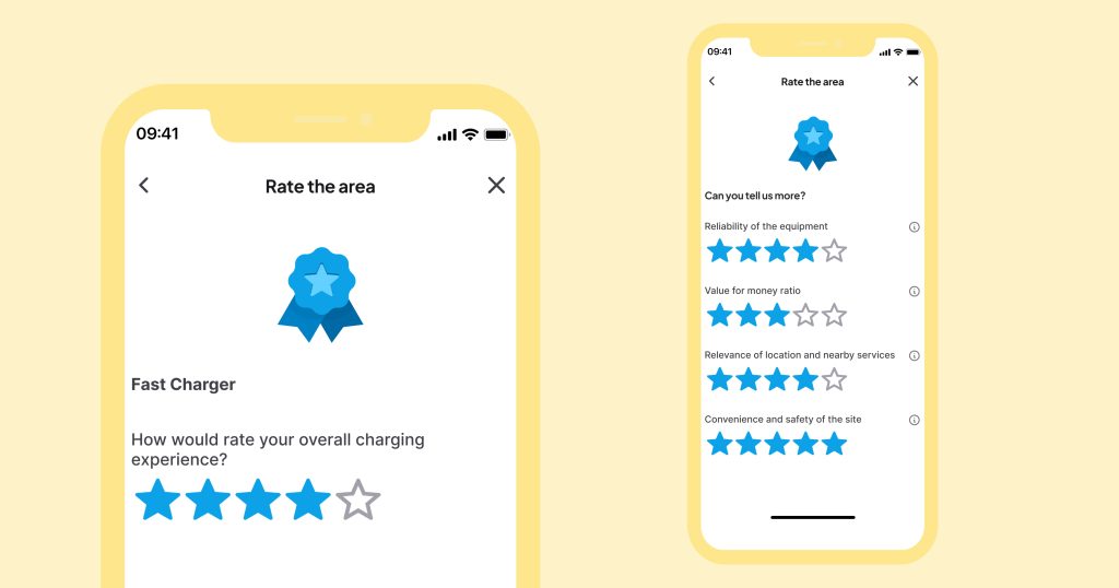 Contribute by leaving a review and rating on a charging station in the chargemap app