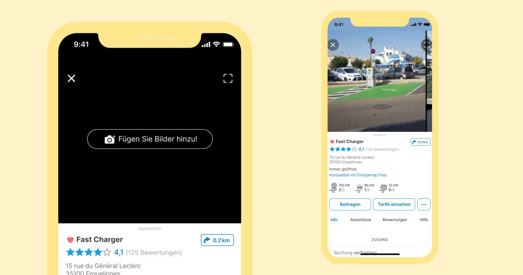 Teilen Sie ein Foto einer Ladezone in der Chargemap-App
