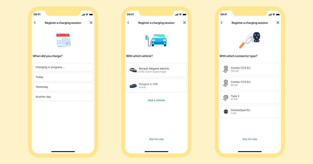 Share details when you register a charging session in chargemap