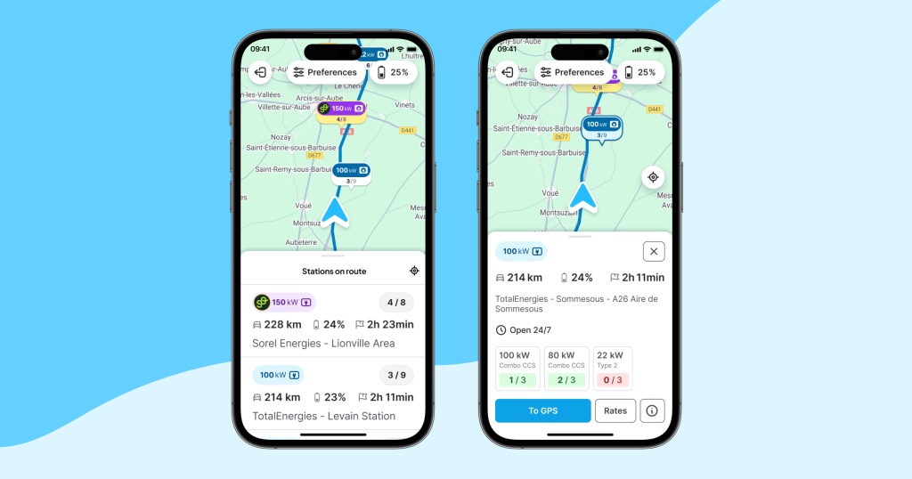 Display of charging stations in Chargemap Copilot mode
